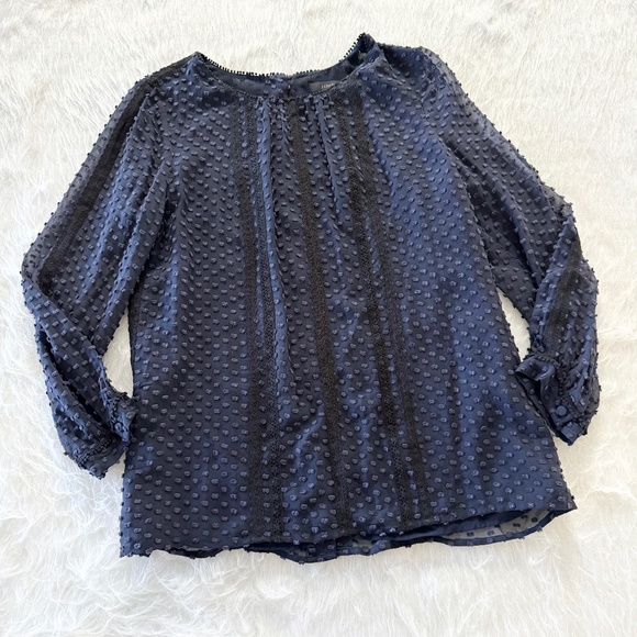 J. Crew Tops - J.Crew Navy Textured Long Sleeve Blouse